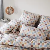 Elegante Interlock Jersey Bettwäsche Scrabble 160x210 cm + 65x100 cm | natur - beige