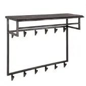 KAWOLA Garderobe ADORA Akazie Metall Hutablage 12 Haken schwarz