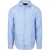 Superdry für Herren. M4011103A Riviera Leinenhemd blau (M), Lässig, Langarm