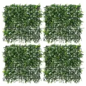 ECD-Germany Kunstpflanzen Wandpaneel 4er Set Pachysandra 50x50 cm, Grün, Künstliche Pflanzenwand Outdoor, Wandgarten Blumenwand, Sichtschutz-Hecke