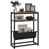 HOMCOM Side Table Holzwerkstoff Stahl 43L x 18B x 56H cm Rustikal-Braun