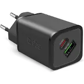SBS 65-Watt-GaN-Wandladegerät mit einem USB-C-Power-Delivery- und einem USB-A-Adaptive-Fast-Charge-Ausgang