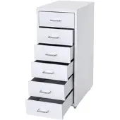 Proregal Rollcontainer Housten | HxBxT 69x28x41cm | 6 Schubladen | Weiß | Schubladenschrank Stahlschrank