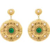 Luxenter -Ohrringe mit 18-karätiger Gelbgold-Finish und Malachit – Kiak