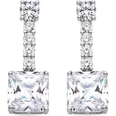Luxenter -Ohrringe aus 925er Sterlingsilber und glänzendem Zirkonia mit Rhodiumbeschichtung – Asju
