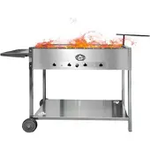 Grillpeter Mangal Batyr Deluxe 80 cm Edelstahl Schaschlikgrill mit Ablage und Topfhalter