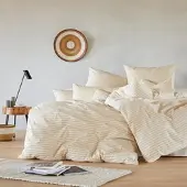 Cotonea Bio-Bettwäsche Pur Streifen 155x220 cm + 80x80 cm - beige
