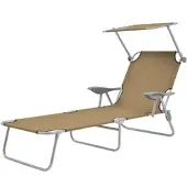 Furnicato Sonnenliege Klappbar Mit Verstellbarem Sonnenschutz 58x189x27 Cm Taupe