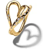 Pandora 164675C01 Damenring Herz mit Steinen Besetzt Goldfarben
