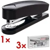 Novus Tacker / Heftgerät »B2« inkl. 3x Heftklammern schwarz, 13.2x3.3x6.5 cm