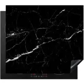 KitchenYeah Herdabdeckplatte Modernes Marmor schwarz | Gr.: 90 x 52 cm