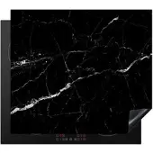 KitchenYeah Herdabdeckplatte Modernes Marmor schwarz | Gr.: 78 x 52 cm