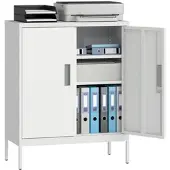 HOMCOM Aktenschrank-80L x 40B x 100H cm-Weiß | Gr.: onesize
