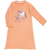 Erwin Müller Single-Jersey Kinder-Nachthemd in aprikot/weiß | Gr.: 134/140
