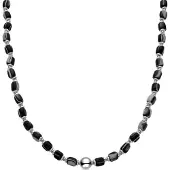 Luxenter -Halskette aus 925er Sterlingsilber und schwarzem Perlmutt mit Rhodiumbeschichtung – Maddul