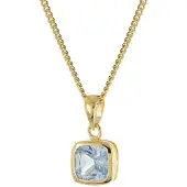 Trendor 21893 Damen-Kette 925 Silber Vergoldet mit Aquamarin-Anhänger