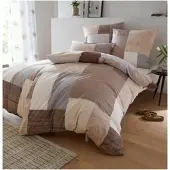 HEINE Bettwäsche in beige-hellgrau-bedruckt | Gr.: 135x200 cm (80x80 cm)