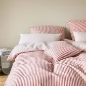 Elegante Halbleinen Bettwäsche Bold 200x220 cm + 2x 80x80 cm | wassermelone - rot