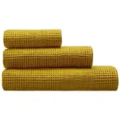 Cotonea Waffelpikee-Handtücher aus Bio Baumwolle Handtuch 50x100 cm | curry - gelb