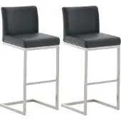 CLP 2er Set Barhocker Paros mit Kunstlederbezug Edelstahl Fußablage bis 240 kg braun