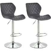 CLP 2er Set Barhocker Cork Kunstleder höhenverstellbar und 360 Grad drehbar | Farbe schwarz Gestell Farbe chrom