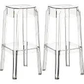 CLP 2er Set Barhocker Fox aus hochwertigem Kunststoff | Farbe transparent