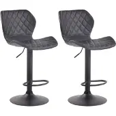 CLP 2er Set Barhocker Cork Kunstleder höhenverstellbar und 360 Grad drehbar | Farbe schwarz Gestell Farbe schwarz