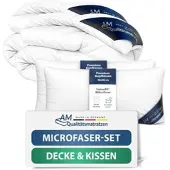 AM Qualitätsmatratzen Premium Mikrofasser Bettdecken- & Kissen 2er Set Made in Germany 135x200cm