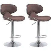 CLP 2er Set Barhocker Las Vegas V2 Stoff mit Fußstütze | Farbe braun Gestell Farbe chrom