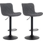 CLP 2er Set Barhocker Emma höhenverstellbar und 360 drehbar | Farbe schwarz Material Stoff