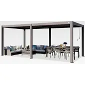 Markenlos Pergola 3x6 m Aluminium Pfosten mit Lamellendach in Grau