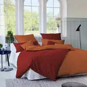 Cotonea Bio Linea Wende-Bettwäsche 200x220 cm + 2x 40x80 cm | rot-orange