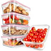 Nutrichef Glas Frischhaltedosen aus Borosilikatglas – Luftdicht, Auslaufsicher, Stapelbar, BPA-frei, Spülmaschinenfest, Geeignet
