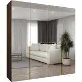 MEBLE KRYSPOL , Kleiderschrank Spiegel, 150x202x52, Warmia-Nuss, Griff Gold