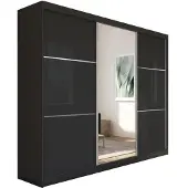 Beautysofa Schrank mit Schwebetüren VIVA 240cm - Kleiderschrank mit Schubkasteneinsätze & Kleiderstangen (Schwarz)