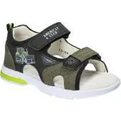 American Club XD190, Kinder Sandalen Klettverschluss Leder-Einlegesohle leicht bequem, Grun 28