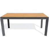 DCB Groupe Gartentisch aus Aluminium mit Tischplatte in Holzoptik – Anthrazitgrau