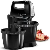 MPM Handmixer 2 rotierende Schüsseln Set schwarz MMR-22Z/C 750W