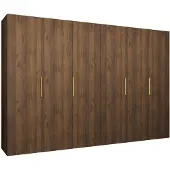 MEBLE KRYSPOL , Kleiderschrank, Schrank 300 cmx202x52, Warmia-Nuss, Gold