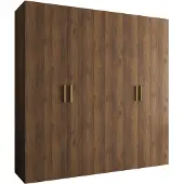 MEBLE KRYSPOL Schrank 200x202x52 cm mit Kleiderstange, 4xTür, BARI, Warmia-Nuss, Griff Gold