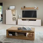 Lomadox Wohnzimmer-Set in Kaschmir & Eiche mit Couchtisch, 4-teilig - CARMONA-129