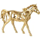 J-Line Pferd Rennen Polyresin Goldfarben Large