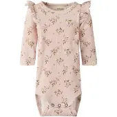 Lil´ Atelier Lil' Atelier Body l/ä - Rib - NbfGavo - Hushed Violet/Flowers - - 1 Jahr (80) - Body L/Ä