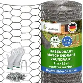 TTL Garden Hasendraht 25mx1m – 25x45mm Masche verzinkt 0,7mm Draht