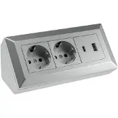 Chilitec 2-fach Steckdosenblock USB-A+C silber 250V/ 16A Aufbaumontage USB 3,1A PD