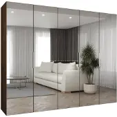 MEBLE KRYSPOL , Kleiderschrank Spiegel, 250x202x52, Warmia-Nuss, Griff Kaschmir