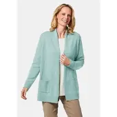 Goldner Langarm Cardigan aus Merino in jade / melange | Gr.: 40