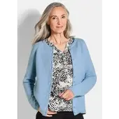 Goldner Cardigan aus Baumwolle, Rundhals in hellblau | Gr.: 48