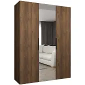 MEBLE KRYSPOL , Kleiderschrank, Schrank 150 cmx202x52, Warmia-Nuss, Schwarz