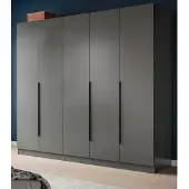 Inn.Furn Kleiderschrank "Swan" in grau Drehtürenschrank 5-türig 200 x 181 cm